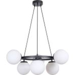Woodhub Dünya Modern Tasarım Mutfak - Salon - Yatak Odası - Tavan Siyah Renk Beyaz Camlı 6 Lı Avize - 1 - Ahşap