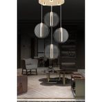 Woodhub Dustin 4'lü Yuvarlak 3 Renk 52 Watt Gold Kristal Ledli Modern Oturma Odası Salon Sarkıt Avize - 1 - Ahşap