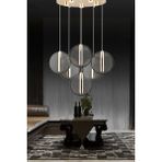 Woodhub Dustin 6'lı Yuvarlak 3 Renk 80 Watt Gold Kristal Ledli Modern Oturma Odası Salon Sarkıt Avize - 1 - Ahşap