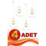Woodhub E27 4 Adet Haliç Tekli Avize Beyaz Beyaz Metal Modern 81-90 cm Tek Ebat 1