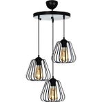 Woodhub E27 Açelya 3 Lü Sarkıt Avize Siyah Siyah Çelik 3 61-70 cm Modern
