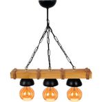 Woodhub E27 Ahşap Rustik Avize 3'lü Ahşap Kahverengi 3 51-60 cm
