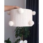 Woodhub E27 Bebek / Çocuk Odası El Işçiliği Şık Tasarım Makrome Ponpunlu Avize Beyaz 35