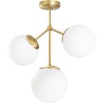 Woodhub E27 Beyaz Eskitme Siyah Modern Akrobat Model Glop Camlı Avize 3 Metal Modern Beyaz