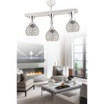 Woodhub E27 Cansu 3 Lü Beyaz Krom Yaldızlı Kristal Top Modern Lüks Avize Metal Modern 3 Beyaz