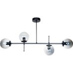 Woodhub E27 Çello Modern Lüks Tasarım Siyah Renk Füme Camlı Tavan Yemek Masası Üstü -Salon 4 Lü Avize Cam 4