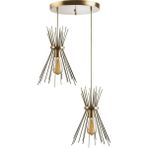 Woodhub E27 Kirpi Eskitme 2li Avize Caka Modern 61-70 cm 2 Kahverengi Metal