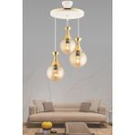 Woodhub E27 Minel 3 Lü Tepsi Beyaza Gold Bal Cam Glop Cam Salon Avizesi Klasik Beyaz Metal 3 36 x 50 Salon