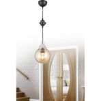Woodhub E27 Siyah Tekli Bal Glop Camlı Krom Aşağı Bakan Lüks Modern Avize 81-90 cm Modern Siyah 35 x 35 Met