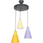 Woodhub E27 Trend Modern Tasarım Cafe - Mutfak - Salon - Çocuk Odası Turuncu Krem Lila Renk 3 Lü Avize Çok