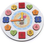 Woodhub Eğitici Ahşap Geometrik Puzzle Bultak Saat Oyuncak Saat - Ahşap Desenli