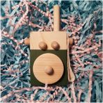 Woodhub El Yapımı Ahşap Oyuncak Baby Telsiz - Ahşap Desenli