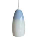 Woodhub Eva Aydınlatma Modern Cam Sarkıt Çift Renk Mavi Beyaz Tekli Avize 15 x 15 x 26 cm - Ahşap