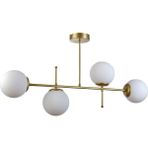Woodhub Feris Modern Tasarım Salon Mutfak Yatak Odası Eskitme Renk Beyaz Camlı 4 Lü Avize - 1 - Ahşap