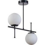 Woodhub Feris Modern Tasarım Salon Mutfak Yatak Odası Siyah Renk Beyaz Camlı 2 Li Avize - 1 - Ahşap