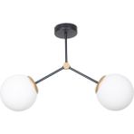 Woodhub Focus Modern Tasarım Salon Mutfak - Cafe - Hol - Yatak Odası Siyah Gold Renk Beyaz Camlı 2 Li Avize - 1 - Ahşap