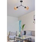 Woodhub Focus Modern Tasarım Salon - Mutfak - Cafe - Hol - Yatak Odası Siyah Renk Bal Camlı 2 Li Avize - 1 - Ahşap