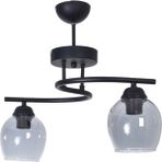 Woodhub Fuji Salon - Mutfak - Yatak Odası Siyah Renk Kasa Füme Camlı Ikili Avize - 1 - Ahşap