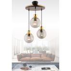 Woodhub Gri Dilara 3lü Tepsi Siyaha Gold Yaldızlı Modern Aydınlatma Metal 3 E27