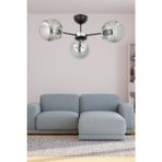 Woodhub Güneş 3 Lü Modern (Siyah Krom) Füme Glop Camlı Salon Yatak Odası Mutfak Genç Odası Avize - 1 - Ahşap