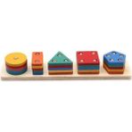 Woodhub Hamaha Wooden Toys Doğal Ahşap Eğitici Oyuncak Dikdörtgen 5'li Sütun Geometrik Şekil HMH-055 - Ahşap Desenli