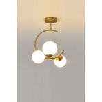 Woodhub Hilal C Model Modern Spor Glop Beyaz Camlı Gold 3lü Plafonyer Avize - 1 - Ahşap