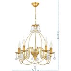 Woodhub Hümayun 5 Li Lü x Taşlı Avize (Gold) - 1 - Ahşap