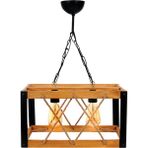 Woodhub Ikili Kafes Avize, Ahşap Gövdeli, Metal Detaylı, Halat Örgülü - 1