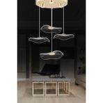 Woodhub Jolie 4'lü Yuvarlak 3 Renkli 39 Watt Gold Kristal Ledli Modern Oturma Odası Salon Sarkıt Avize - 1 - Ahşap