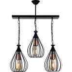 Woodhub Kafes 3'lü Modern Sıralı Sarkıt Salon Avizesi Siyah - 1 - Ahşap
