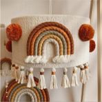 Woodhub Kahverengi Bebek/çocuk Odası El Işçiliği Makrome Bordo Gökkuşaklı Bebek ve Çocuk Odası Avize(D