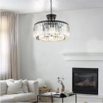 Woodhub Kanvas 45'lik Siyah Kristalli Taşlı Modern Tasarım Kristal Salon Avize - 1 - Ahşap