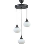 Woodhub Kerry Modern Tasarım Cafe - Mutfak - Salon Siyah Renk Beyaz Camlı 3 Lü Avize - 1 - Ahşap