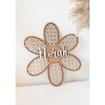 Woodhub Kişiye ve Isme Özel Papatya Hazeran Harf Ahşap Rattan Kapı Bebek Odası Kapı Duvar Süsü Dekorasyon - Ahşap Desenli