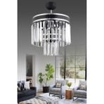 Woodhub Kristal Taş Paris 3'lü 2 Katlı Siyaha Krom Yaldızlı 30'luk Kristal Taşlı Modern Avize 35 - 50 Siyah