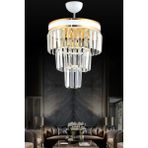 Woodhub Kristal Taş Roma 4'lü Katlı Beyaza Gold Yaldızlı Kristal Taşlı 30'luk Modern Avize Taşlı 30 E27 35