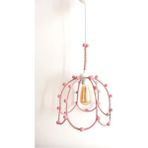 Woodhub Krom Makrome Ip Sargı Pembe Ponponlu Papatya Kız Bebek ve Çoçuk Odası Sarkıt Avize Pembe 1 E27