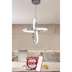 Woodhub Kumandalı 3 Renk Işıklı Modern Sarkıt LED Avize Krom Kasa Antre, Hol, Oda - 1 - Ahşap