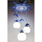 Woodhub Ledli Ledli 3 Lü Dolphin Çocuk Odası Avize Mavi 3 Ahşap Mavi
