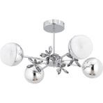 Woodhub Ledli Nairobi Gümüş 4'lü Kristal Taşlı Lü x Modern LED Avize - 1 - Ahşap