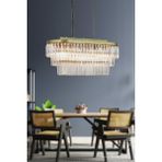 Woodhub Linsa 70 x 30 cm Kristal Cam Taşlı Yemek Masası Üstü Lüks Avize (Eskitme Renk) - 1 - Ahşap