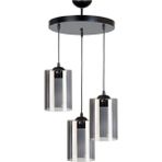 Woodhub Lion Modern Siyah Renk Füme Camlı Salon - Mutfak - Yatak Odası 3 Lü Avize - 1 - Ahşap