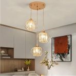 Woodhub Lü x Kristal Modern 3 Lü Gold Sarkıt Avize - 1 - Ahşap