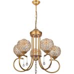 Woodhub Mahidevran 5 Li Lü x Kristal Taşlı Avize (Gold) - 1 - Ahşap