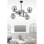 Woodhub Melisa 6 Lı Modern (Siyah Krom) Füme Glop Camlı Salon Yatak Odası Mutfak Genç Odası Avize - 1 - Ahşap