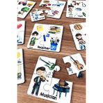 Woodhub Meslekleri Öğreniyorum Ahşap Üç Parçalı Eşleştirme Oyunu Okul Öncesi Bebek Eğitici Oyuncak - Ahşap Desenli