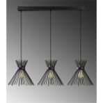 Woodhub Metal 3 Lü Avize Caka Salon / Oturma Odası Modern E27 3 60 x 15 Siyah 61-70 cm