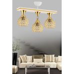 Woodhub Metal Cansu 3 Lü Caka Kristal Top Beyaza Gold Modern Kristal Avize Modern 3 Beyaz E27