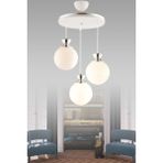 Woodhub Metal Dilara 3 Lü Tepsi Beyaza Krom Glop Camlı Lüks Modern Avize Beyaz 3 E27