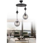 Woodhub Metal Sarkıt Tepsi Siyah 2'li Füme Glop Camlı Krom Aşağı Bakan Lüks Avize Modern 2 Siyah 35 x 35 81